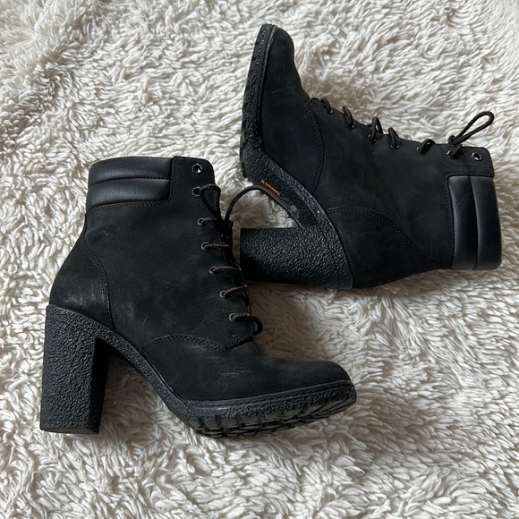 COPY Timberland Tillston Lace up High Heel Booties Black Size